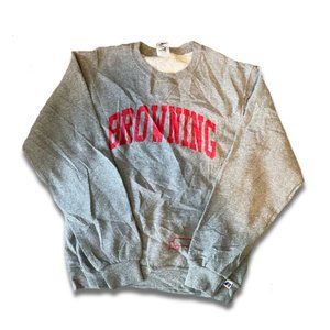 Browning University Pullover Crewneck, Adult Mens Small, Can be Cropped, College